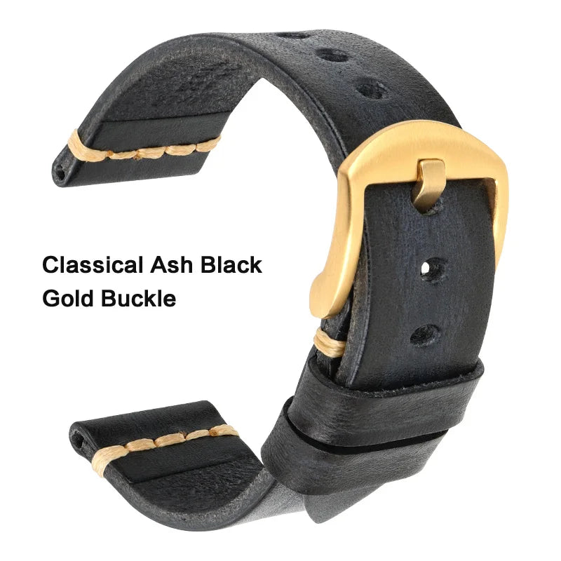 Leather Strap For rolex_watch man Watchband Galaxy Watch Strap 18mm 20mm 22mm 24mm Watch Band Wrist Bracelets Roes Gold Buckle