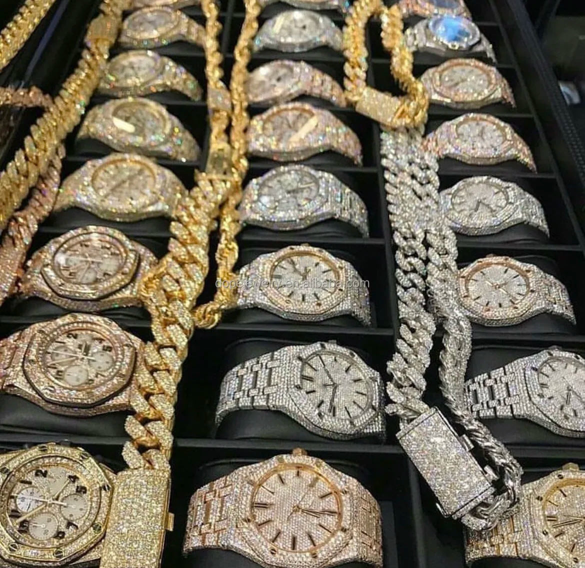 Lced Out VVS Moissanite Watches Diamond Automatic Movement Luxury Handmade Fully Ice Out Diamond Hip Hop Watches