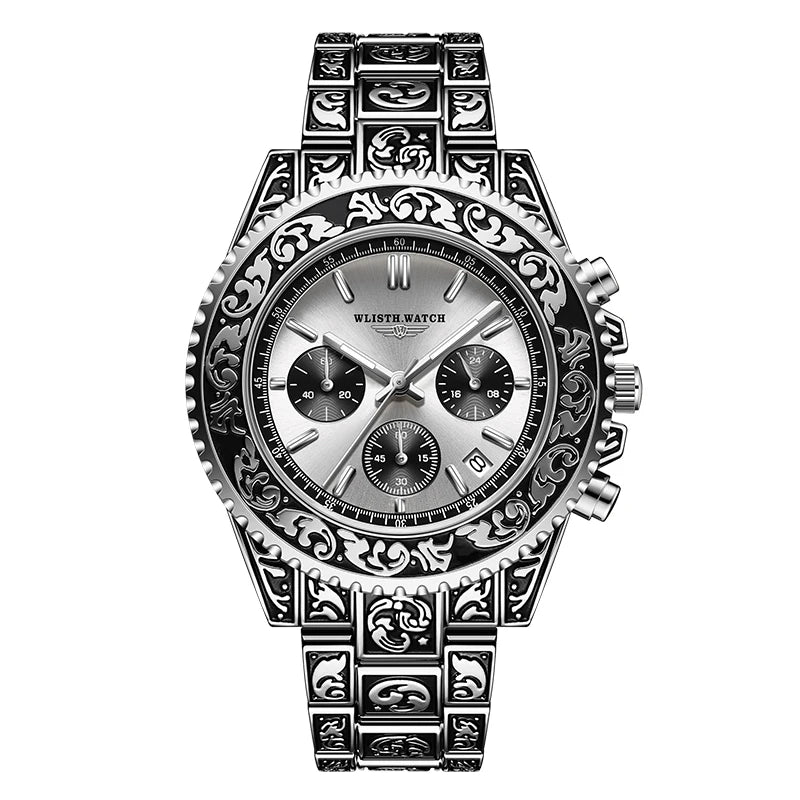 Retro Luxury Watches for Man Automatic Watch Sculpture Wrist Watch Waterproof Stainless Steel Watch Men's Clock Vintage reloj