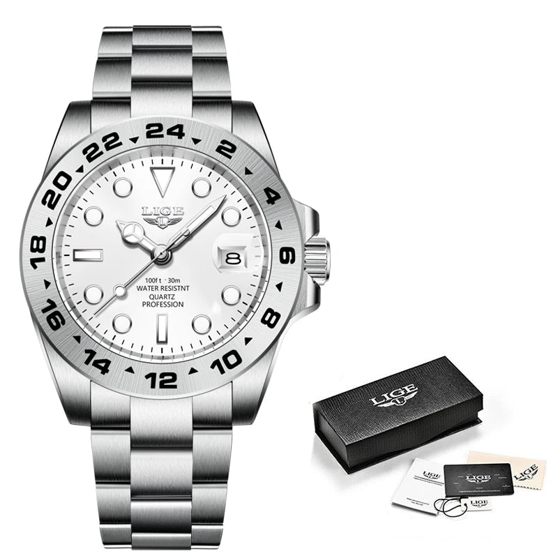 Reloj LIGE Top Brand Luxury Fashion Diver Watch Men Waterproof Date Clock Sport Watches Mens Quartz Wristwatch Relogio Masculino