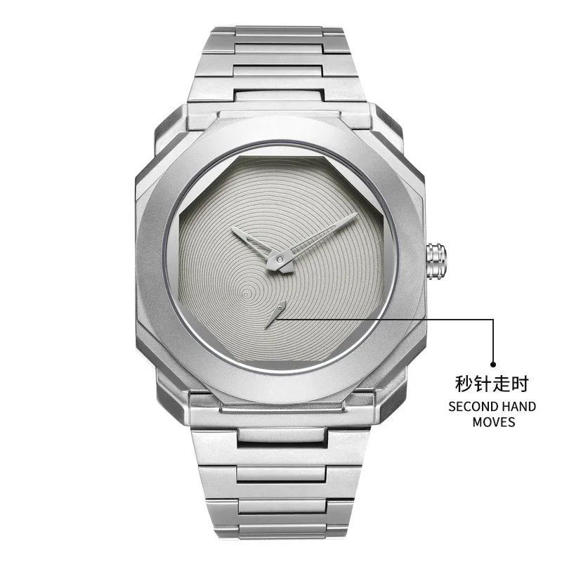 New Watches for Men Luxury Stainless Steel Unique Octagonal Dial Waterproof Quartz Wristwatches Relogio Masculino Drop Shipping
