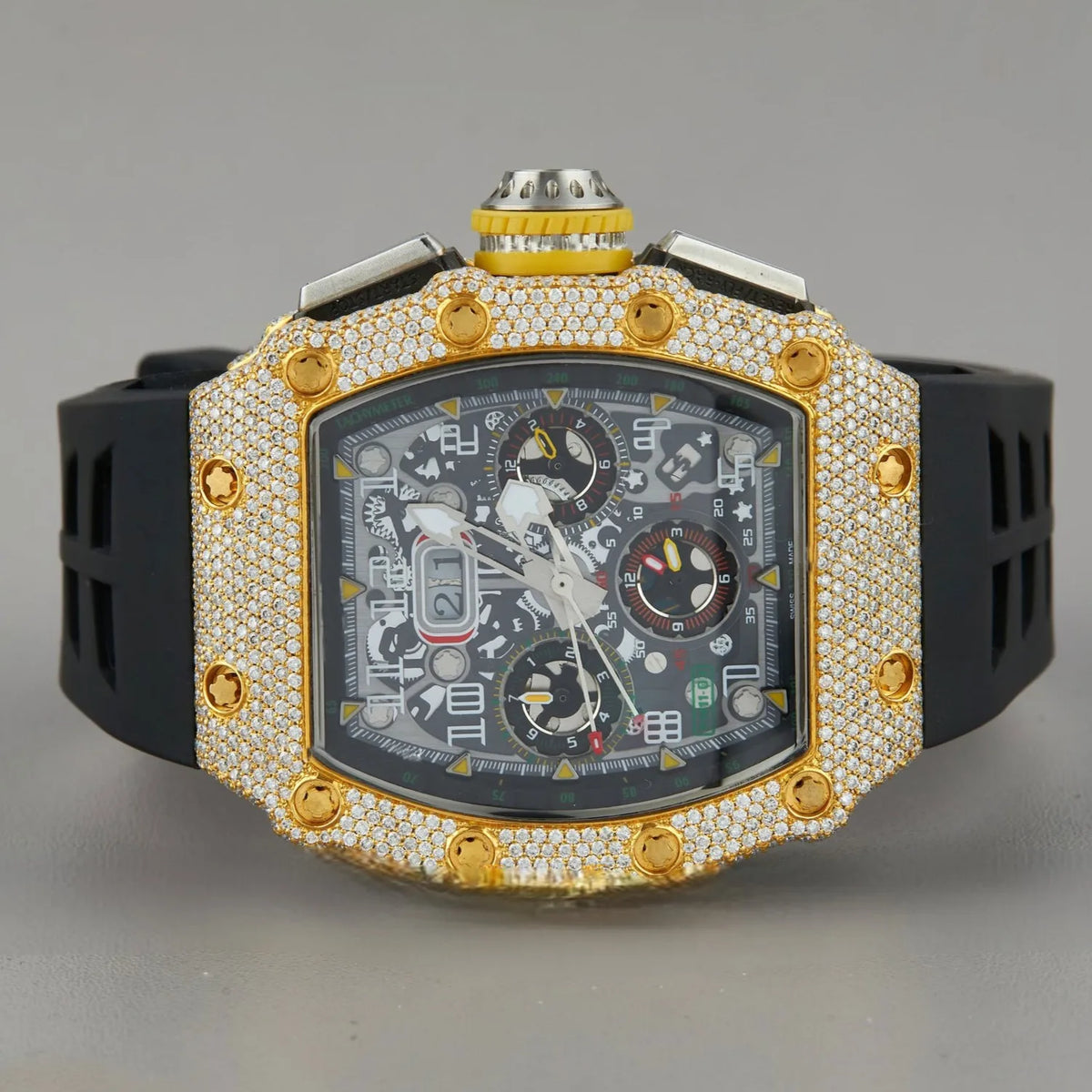 For Certified New Luxury Diamond VVS Moissanite Hip Hop Quartz Stainless Steel 5mm Case Thickness Gold Watch for Men