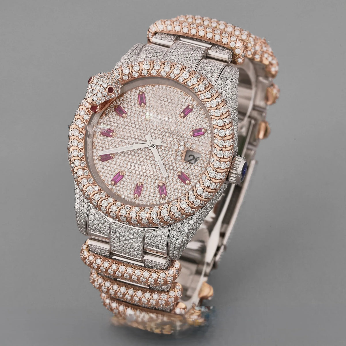 For Certified New Luxury Diamond VVS Moissanite Hip Hop Quartz Stainless Steel 5mm Case Thickness Gold Watch for Men