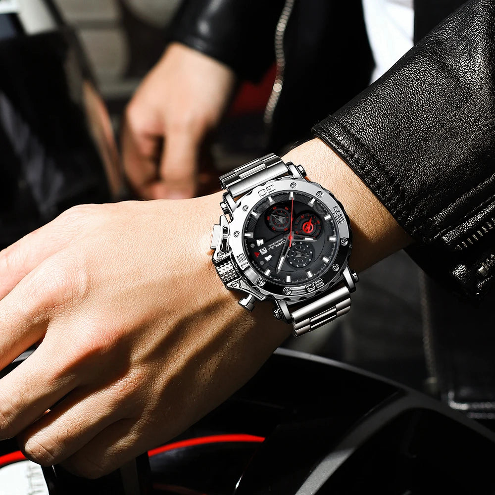 Relogio Masculino CRRJU Sport Chronograph Mens Watches Top Brand Luxury Full Steel Quartz Clock Waterproof Big Dial Watch Men