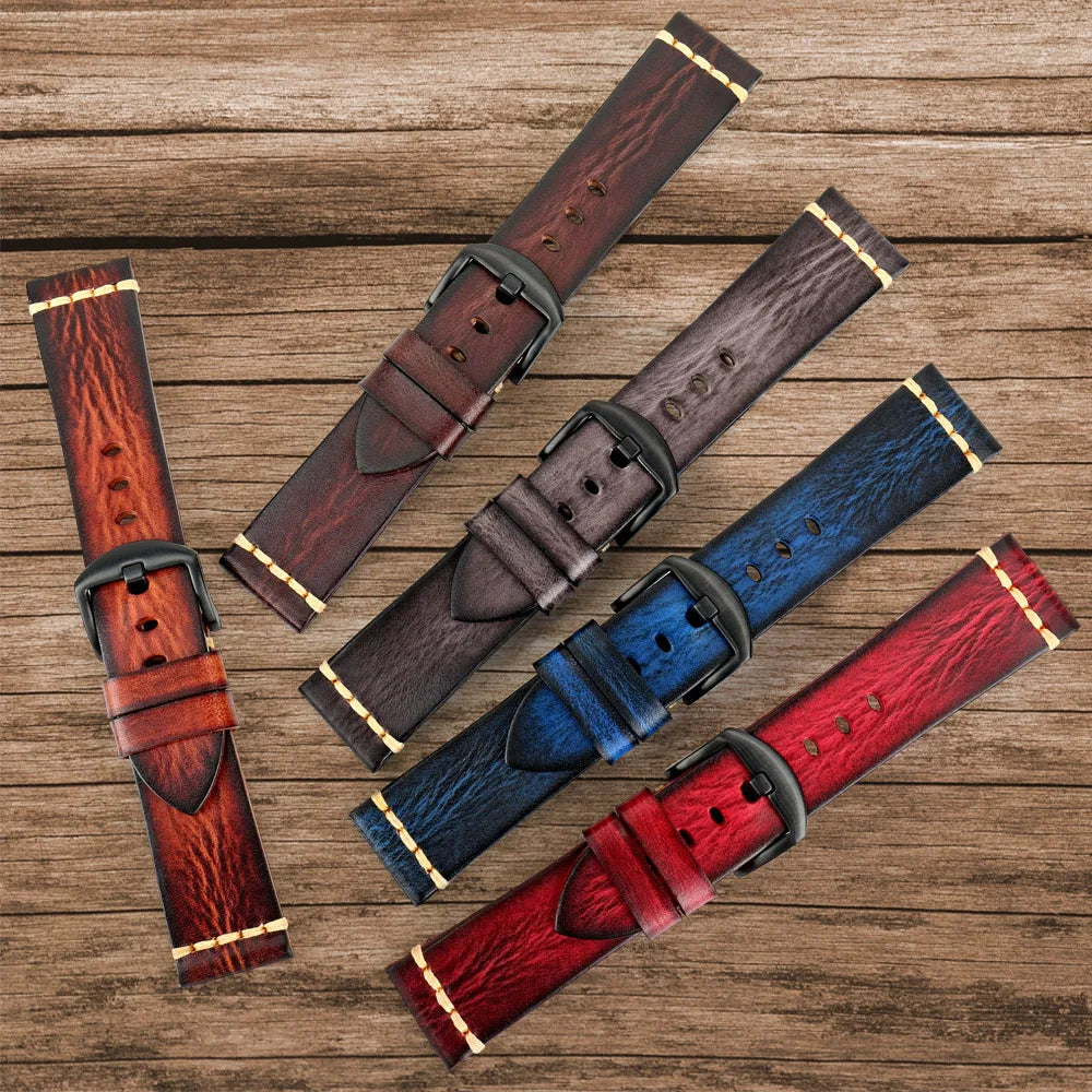 Leather Strap For rolex_watch man Watchband Galaxy Watch Strap 18mm 20mm 22mm 24mm Watch Band Wrist Bracelets Roes Gold Buckle