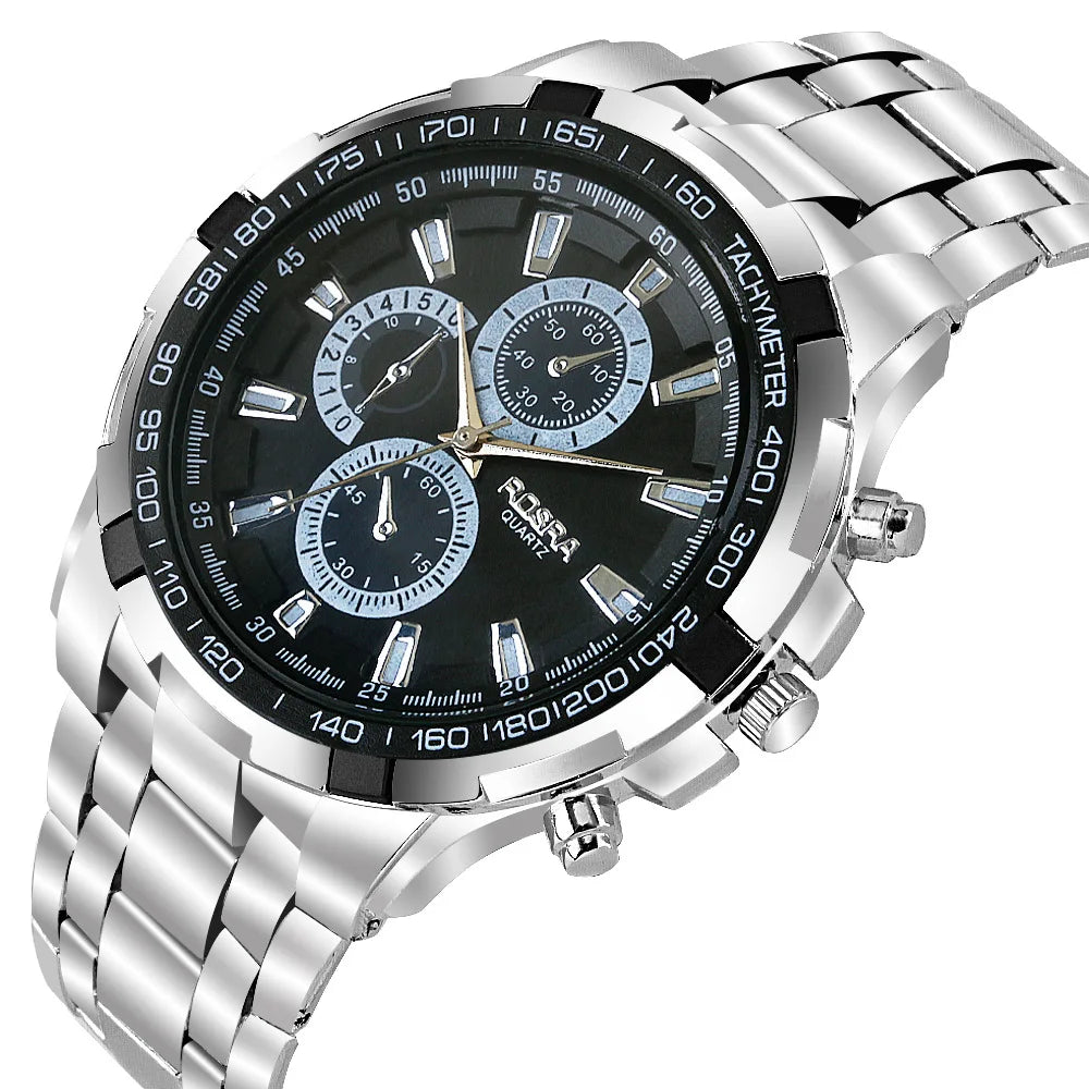 Rosra Man Watch Men Sports Watches 3 Decorative Dial Metal Quartz Wristwatches Cheap Price Dropshipping Reloj Relogio Masculino