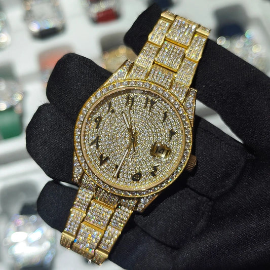 Hip Hop Bust Down Custom Automatic Mechanical Watches Luxury Brand Gold Iced Out VVS Moissanite Diamond Watch for Men ODM OEM