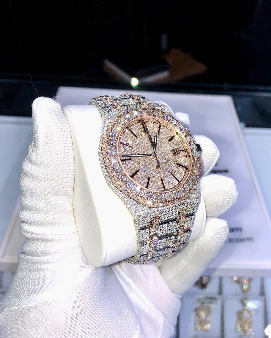 Lced Out VVS Moissanite Watches Diamond Automatic Movement Luxury Handmade Fully Ice Out Diamond Hip Hop Watches