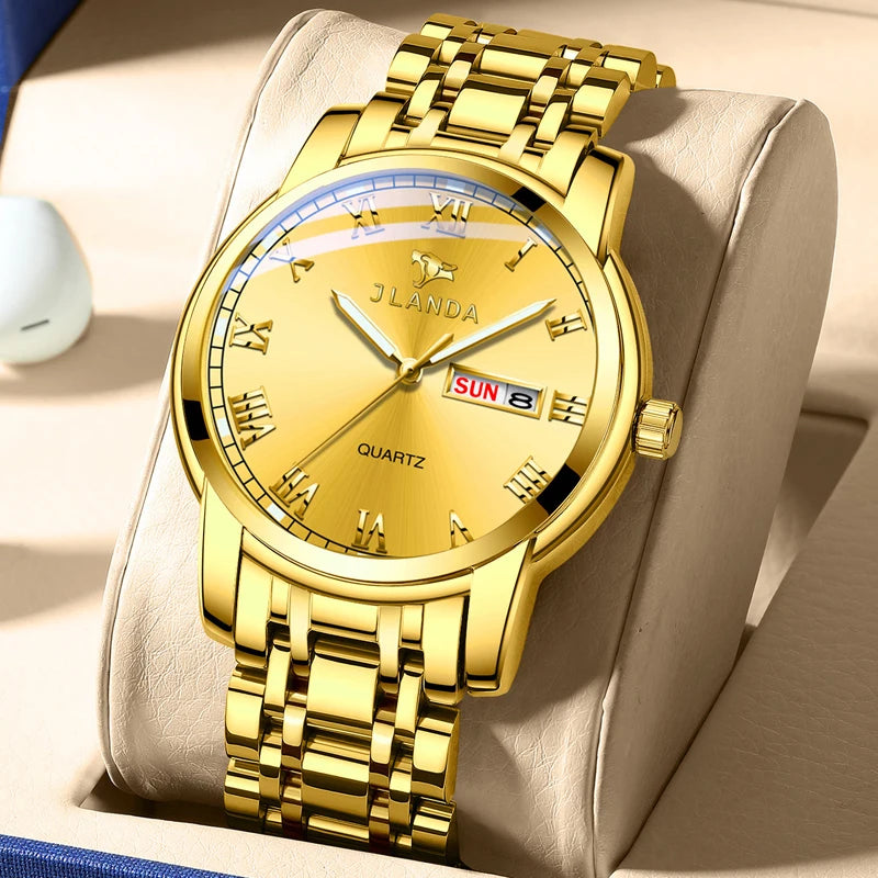 Relojes Hombre Top Brand Watches Men Quartz Business Sport Watches Luxury Gold Stainless Steel Waterproof Date Wrist Watch
