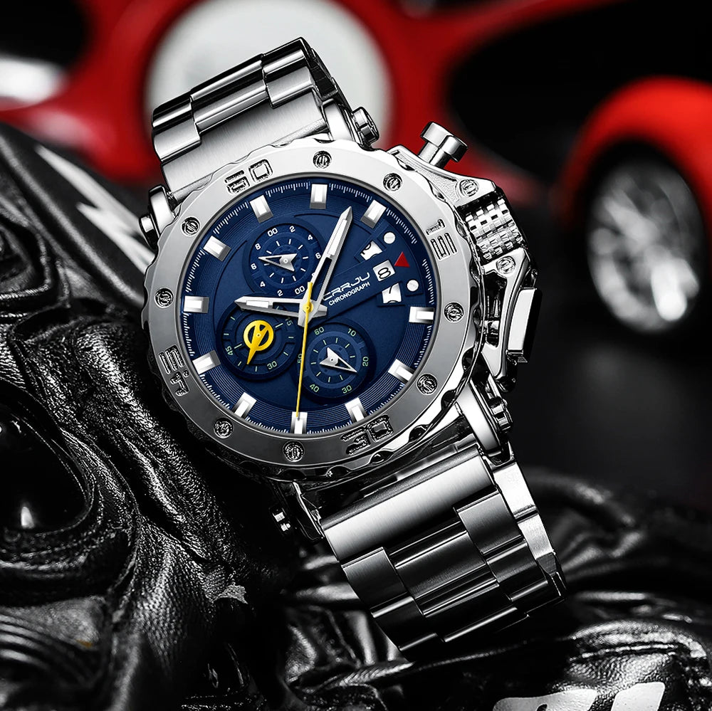 Relogio Masculino CRRJU Sport Chronograph Mens Watches Top Brand Luxury Full Steel Quartz Clock Waterproof Big Dial Watch Men
