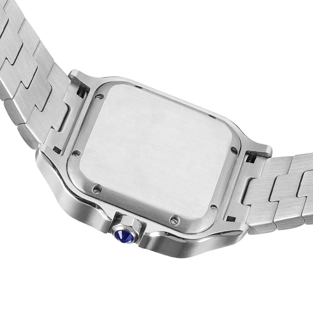 Shenzhen Factory Wholesale Perfect Diamond Stainless Steel Quartz Watches for Men Gold Silver Sparkling Rectangle Dial 40mm
