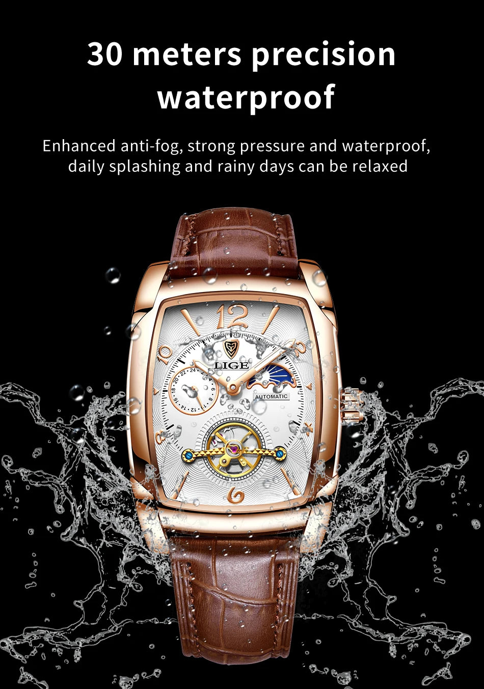 LIGE New Tourbillon Automatic Mechanical Womens Watches Top Brand Luxury Fashion Waterproof Skeleton ladyClock Montre Homme