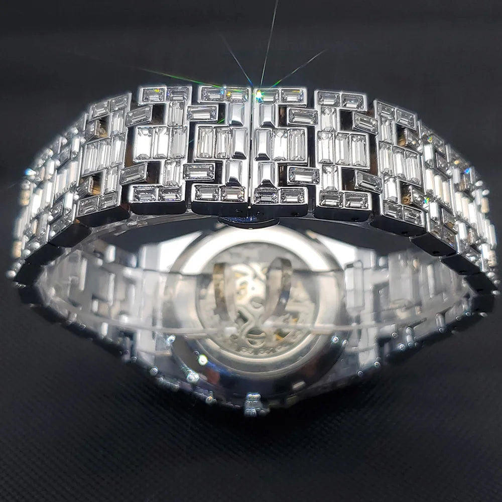 Luxury Automatic Watch For Men Hip Hop Diamond Skeleton Mechanical relogio masculino Ice Out waterproof Man Watches Dropshipping