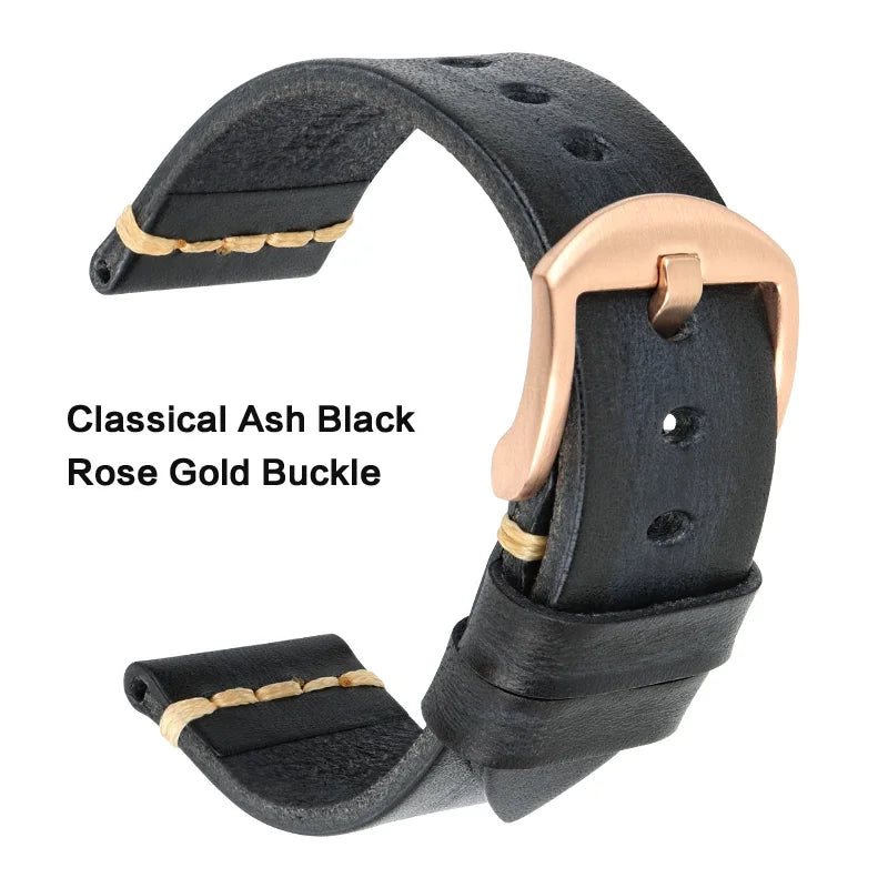 Leather Strap For rolex_watch man Watchband Galaxy Watch Strap 18mm 20mm 22mm 24mm Watch Band Wrist Bracelets Roes Gold Buckle