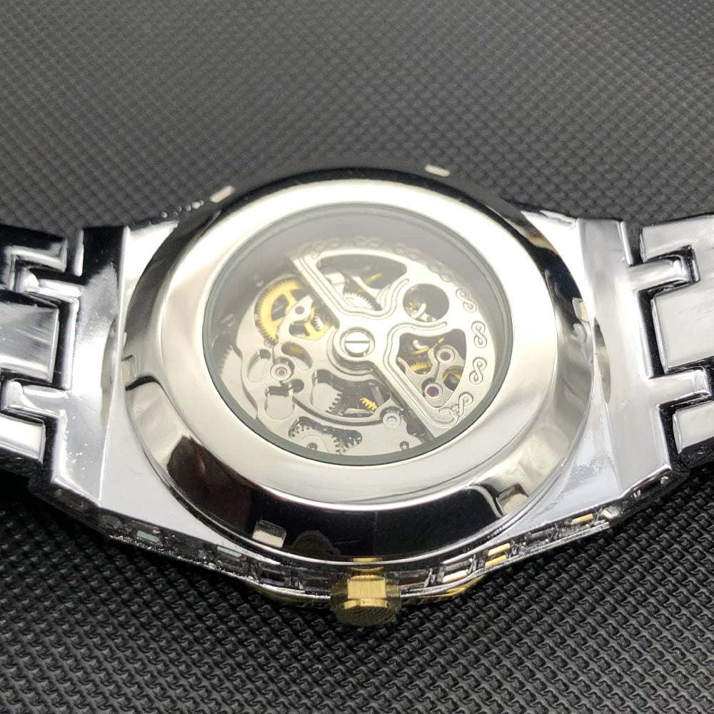 Luxury Automatic Watch For Men Hip Hop Diamond Skeleton Mechanical relogio masculino Ice Out waterproof Man Watches Dropshipping