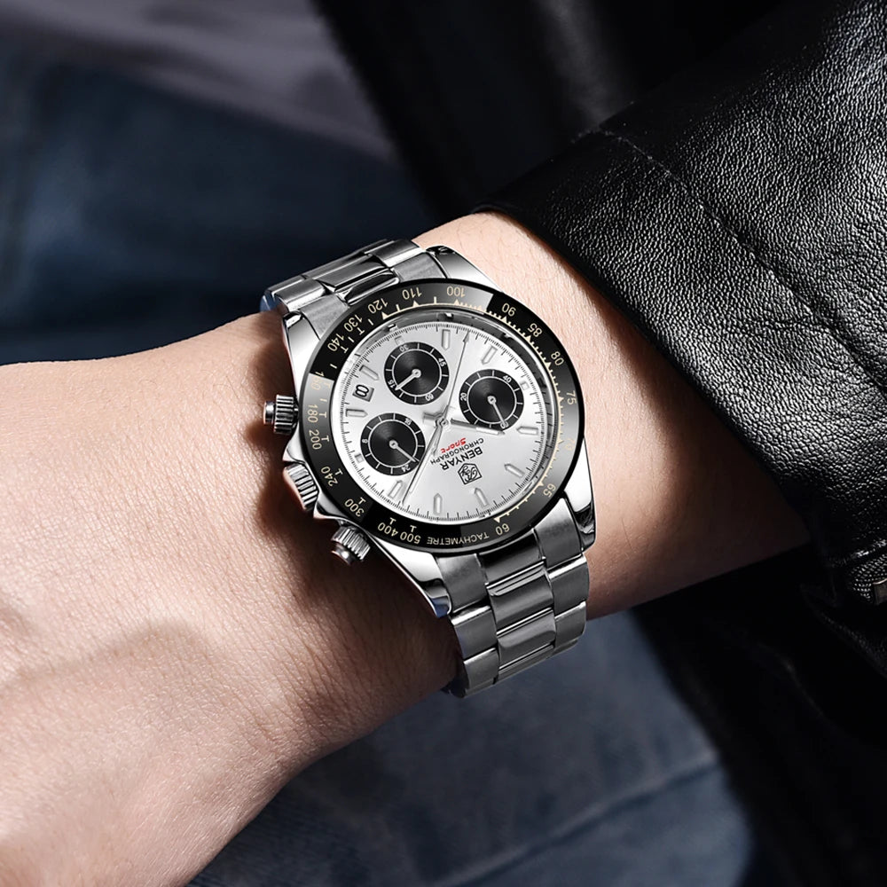 Relojes Hombre 2024 BENYAR New  Watches Men Luxury Brand Chronograph Male Sport Watches Waterproof Stainless Steel Quartz  Watch