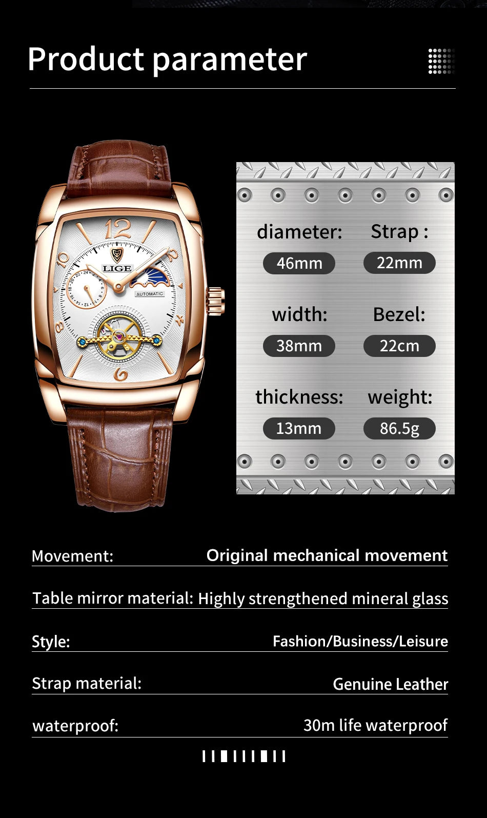 LIGE New Tourbillon Automatic Mechanical Womens Watches Top Brand Luxury Fashion Waterproof Skeleton ladyClock Montre Homme