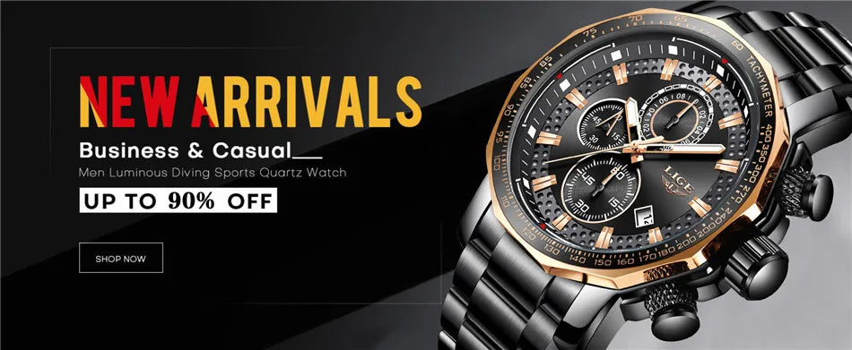 Relogio Masculino LIGE New Sport Chronograph Mens Watches Top Brand Luxury Full Steel Quartz Clock Waterproof Big Dial Watch Men