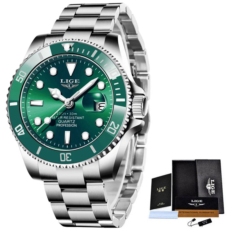 Reloj LIGE Top Brand Luxury Fashion Diver Watch Men Waterproof Date Clock Sport Watches Mens Quartz Wristwatch Relogio Masculino