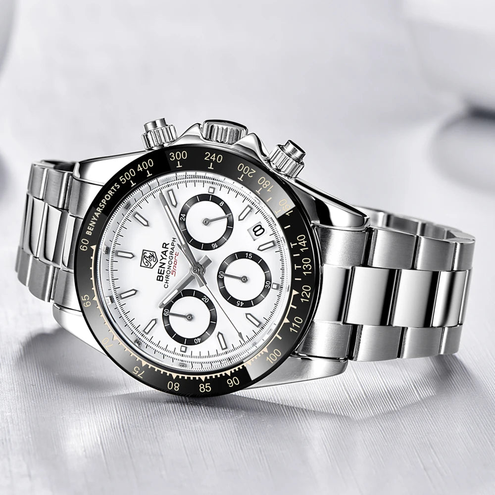 Relojes Hombre 2024 BENYAR New  Watches Men Luxury Brand Chronograph Male Sport Watches Waterproof Stainless Steel Quartz  Watch