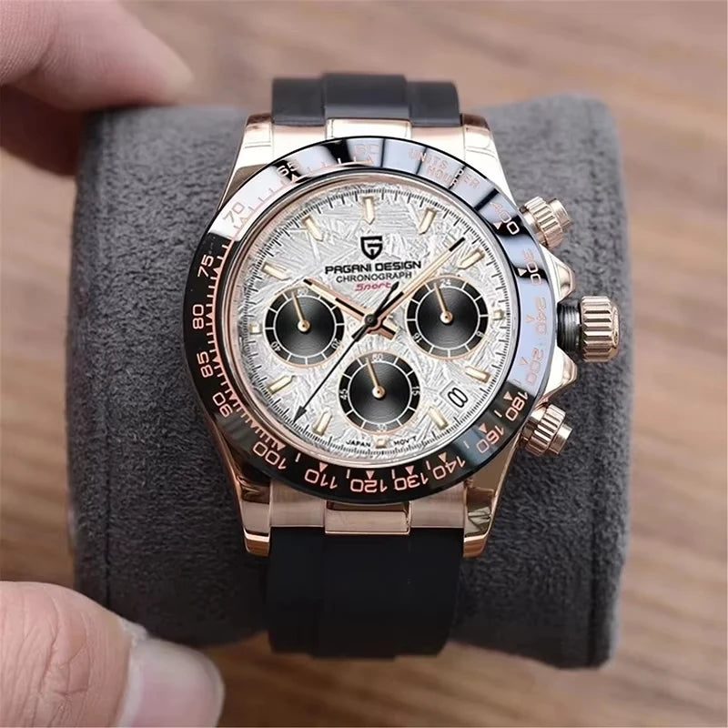PAGANI DESIGN 2025 NEW 1664 Meteorite Dial Men's Watches Luxury Sapphire Quartz Watch for Men Sport Chronograph Men Reloj Hombre