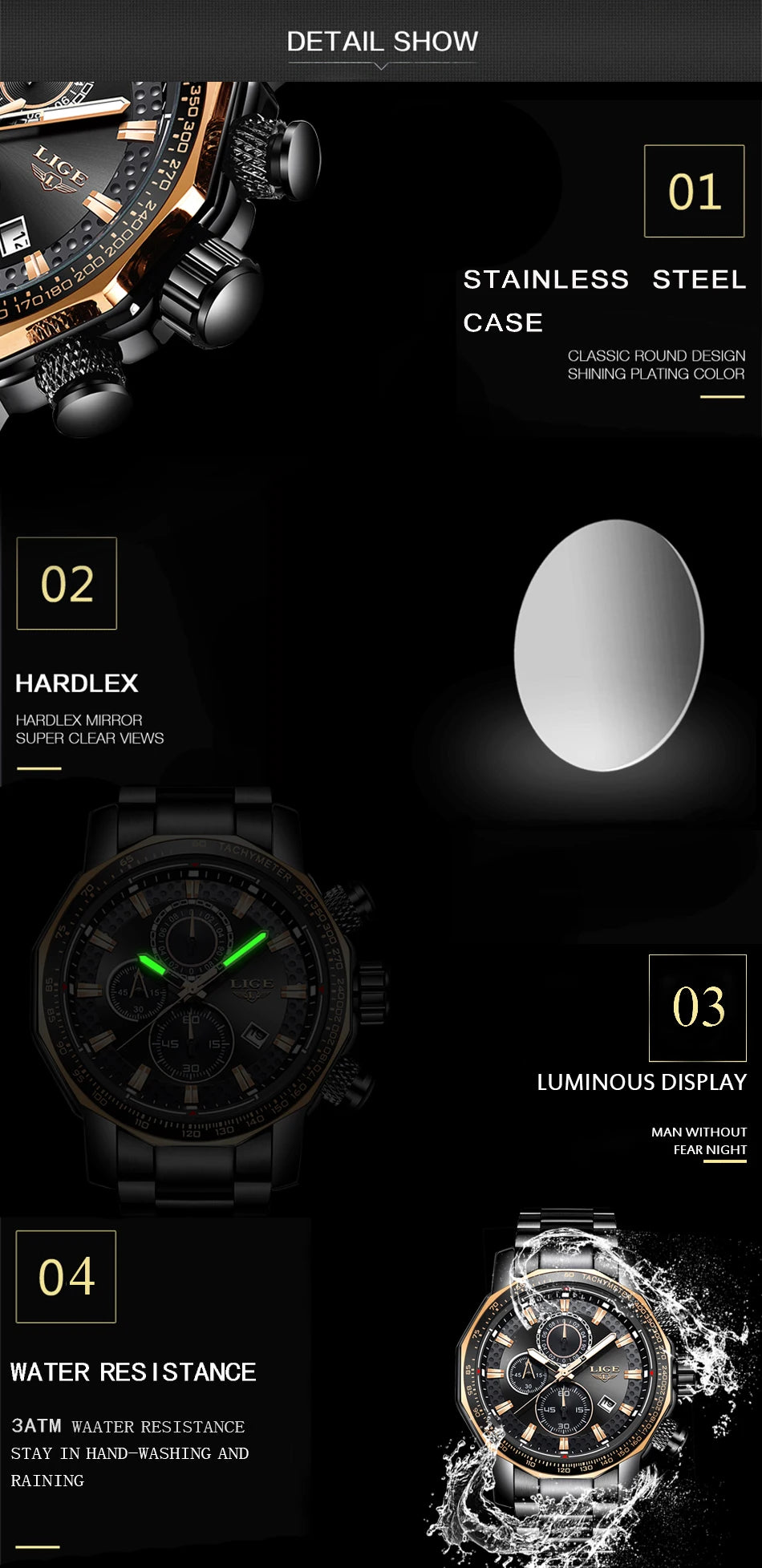 Relogio Masculino LIGE New Sport Chronograph Mens Watches Top Brand Luxury Full Steel Quartz Clock Waterproof Big Dial Watch Men