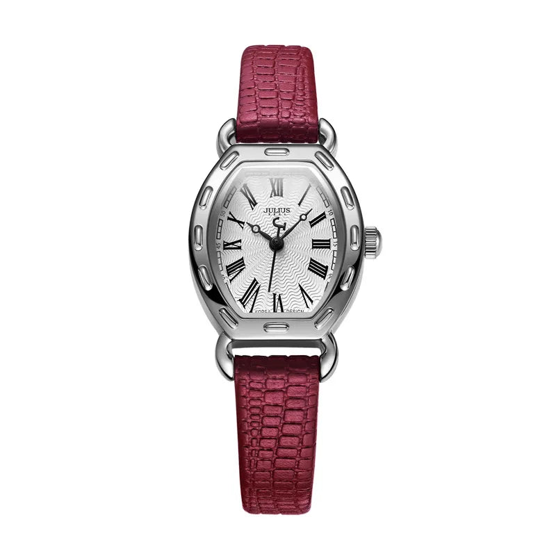 JULIUS JA-544 Wrist Watches For Women Small Dial Rome Number Genuine Leather Whatch Rose Gold Antique Relogio Feminino Montre