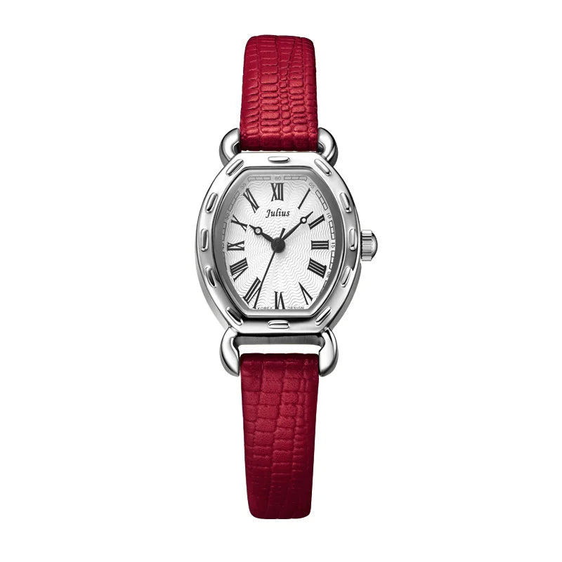 JULIUS JA-544 Wrist Watches For Women Small Dial Rome Number Genuine Leather Whatch Rose Gold Antique Relogio Feminino Montre