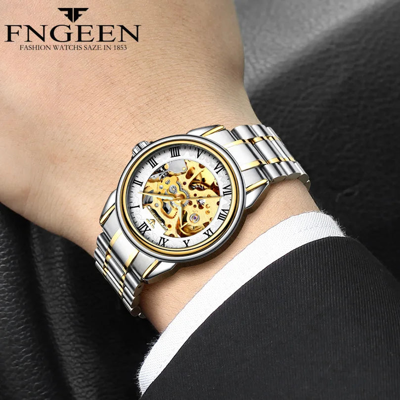 Brand machinery men 's watches Relogio Masculino waterproof male watches double - sided clock hollow automatic mechanical watch