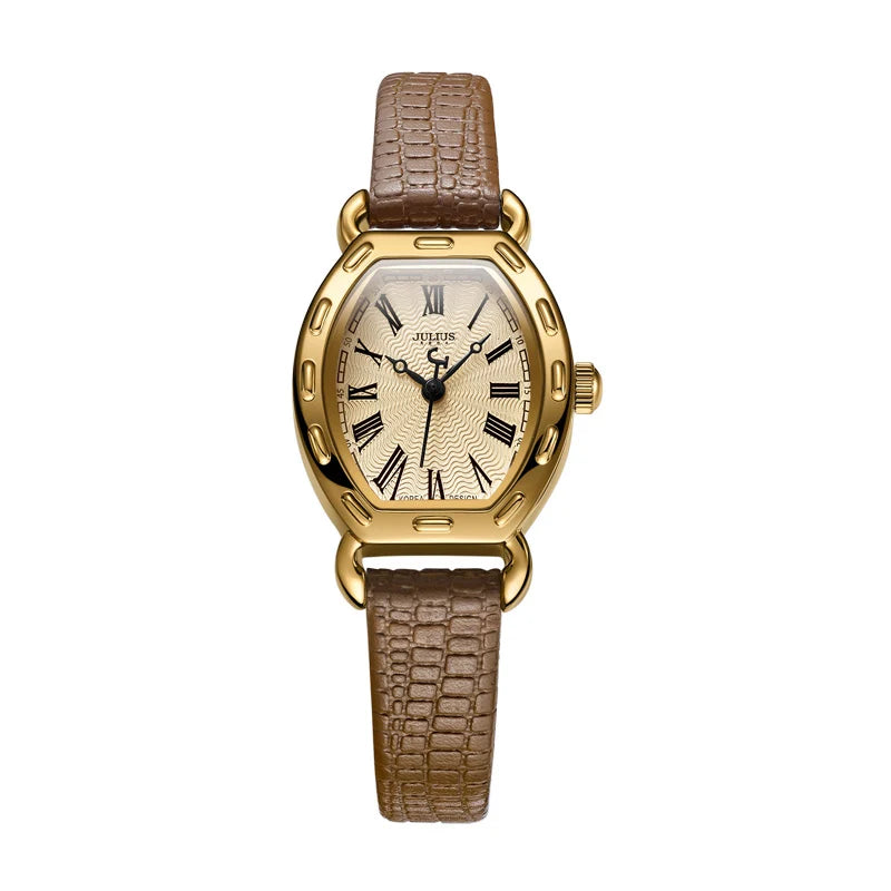 JULIUS JA-544 Wrist Watches For Women Small Dial Rome Number Genuine Leather Whatch Rose Gold Antique Relogio Feminino Montre