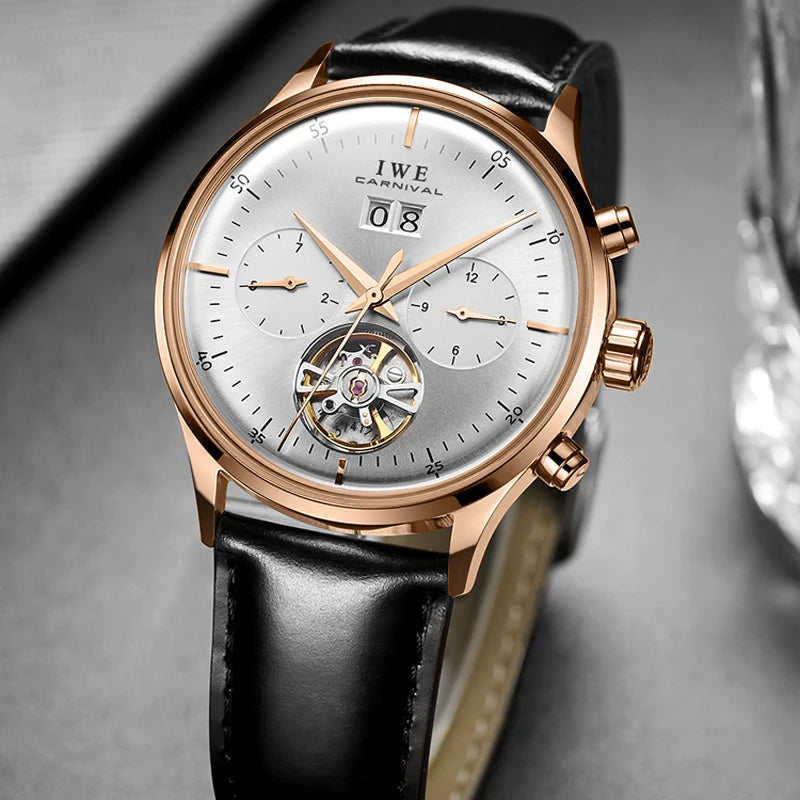 Montre Homme Luxury Brand Watches for Men Automatic Self Winding Mens Watch Leather Date Waterproof Men Mechanical Wristwatches