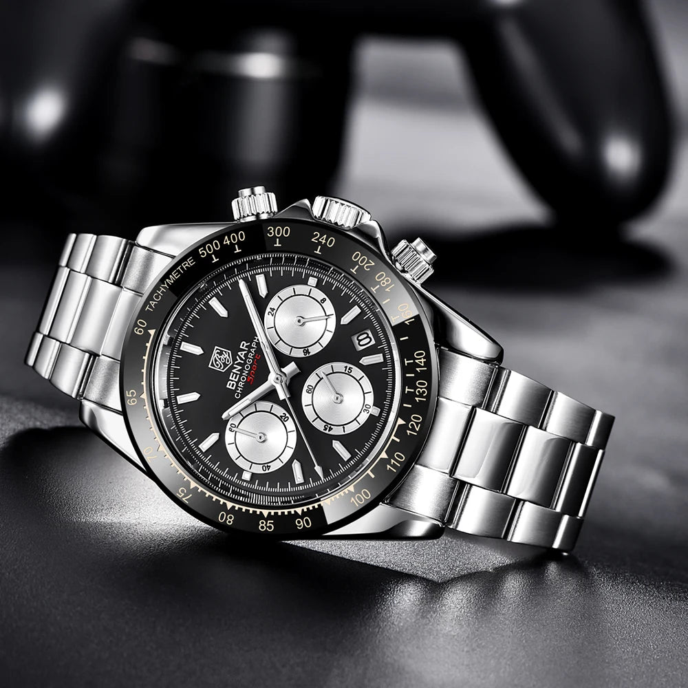 Relojes Hombre 2024 BENYAR New  Watches Men Luxury Brand Chronograph Male Sport Watches Waterproof Stainless Steel Quartz  Watch