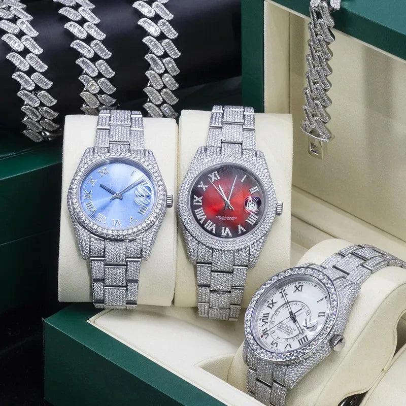 Hip Hop Sport Luxury Iced Out Watch Men Designers Watches Automatic Mechanical VVS D Colour MoissaniteSwiss Movement Watches