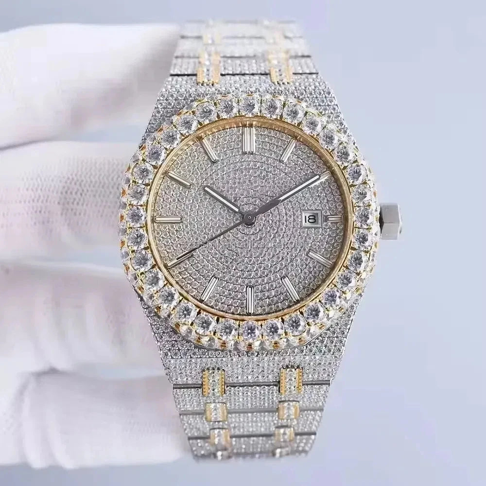 Vvs Luxury Iced Out Watches Pass Diamond test High Quality Black Bussdown Moissanite Watch Mechanical Automatic Watches for Men