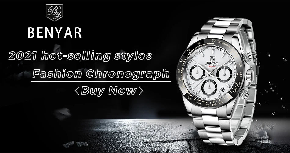 Relojes Hombre 2024 BENYAR New  Watches Men Luxury Brand Chronograph Male Sport Watches Waterproof Stainless Steel Quartz  Watch