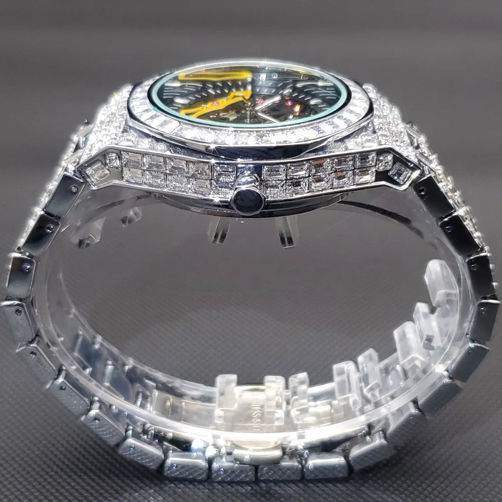 Luxury Automatic Watch For Men Hip Hop Diamond Skeleton Mechanical relogio masculino Ice Out waterproof Man Watches Dropshipping