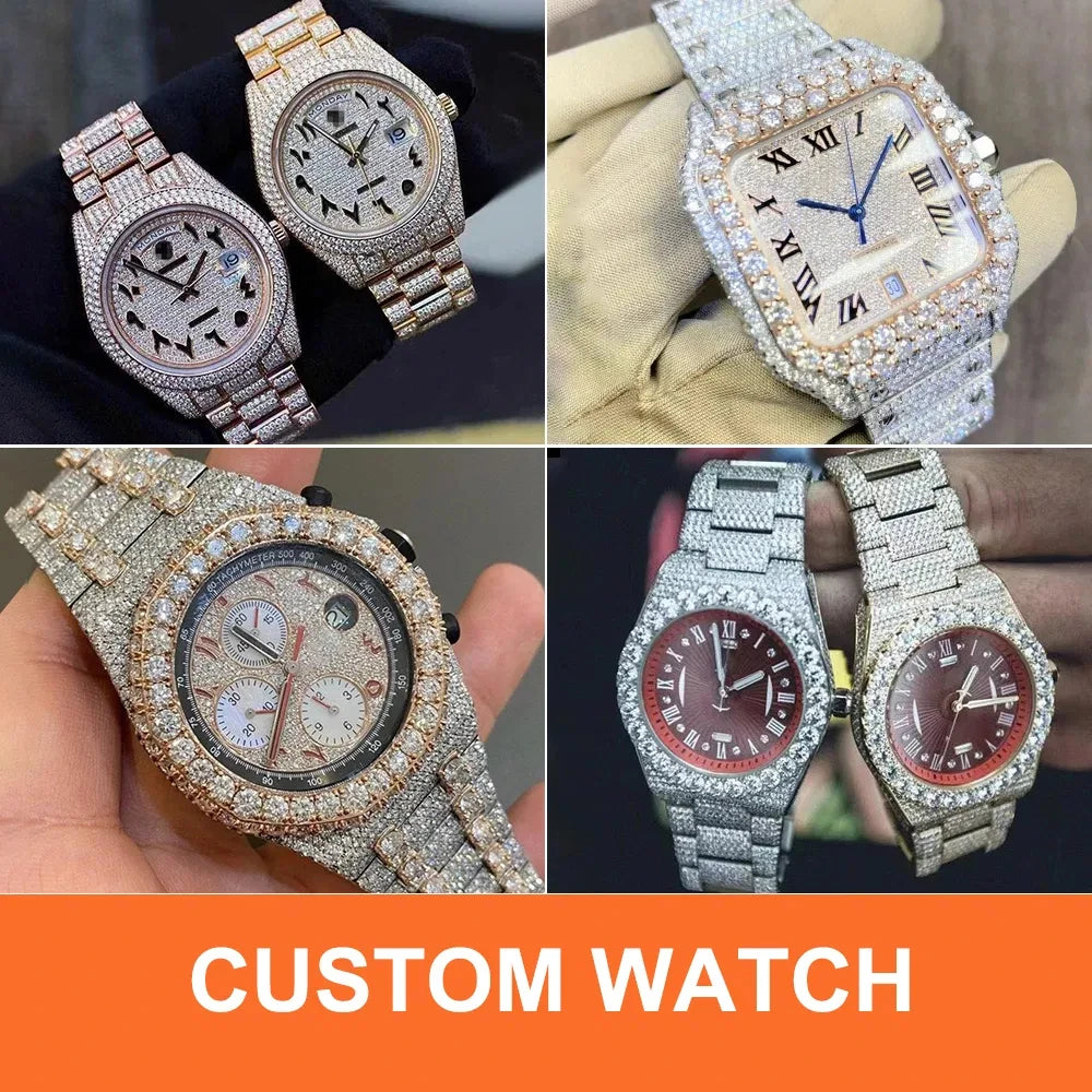 Hip Hop Sport Luxury Iced Out Watch Men Designers Watches Automatic Mechanical VVS D Colour MoissaniteSwiss Movement Watches