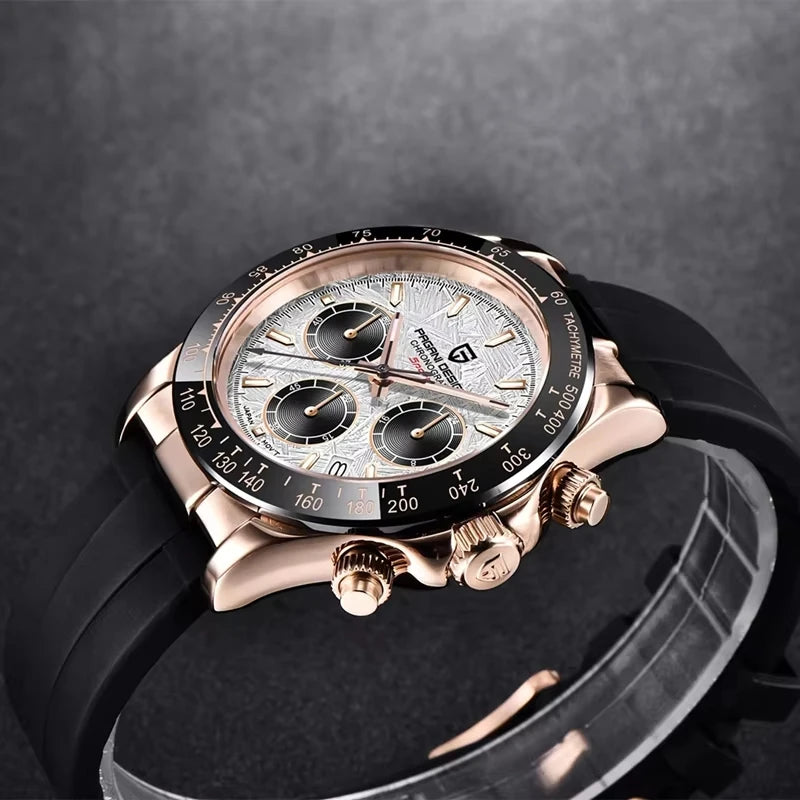 PAGANI DESIGN 2025 NEW 1664 Meteorite Dial Men's Watches Luxury Sapphire Quartz Watch for Men Sport Chronograph Men Reloj Hombre