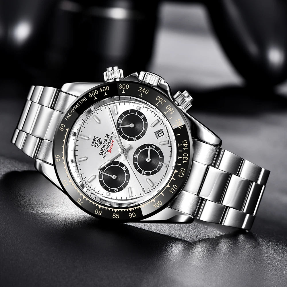 Relojes Hombre 2024 BENYAR New  Watches Men Luxury Brand Chronograph Male Sport Watches Waterproof Stainless Steel Quartz  Watch