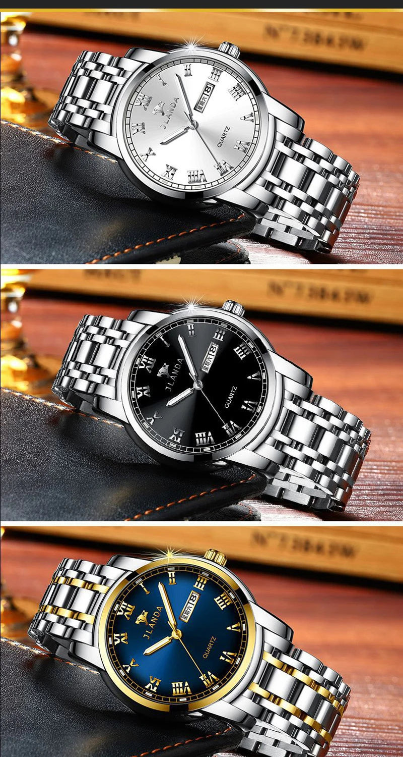 Relojes Hombre Top Brand Watches Men Quartz Business Sport Watches Luxury Gold Stainless Steel Waterproof Date Wrist Watch