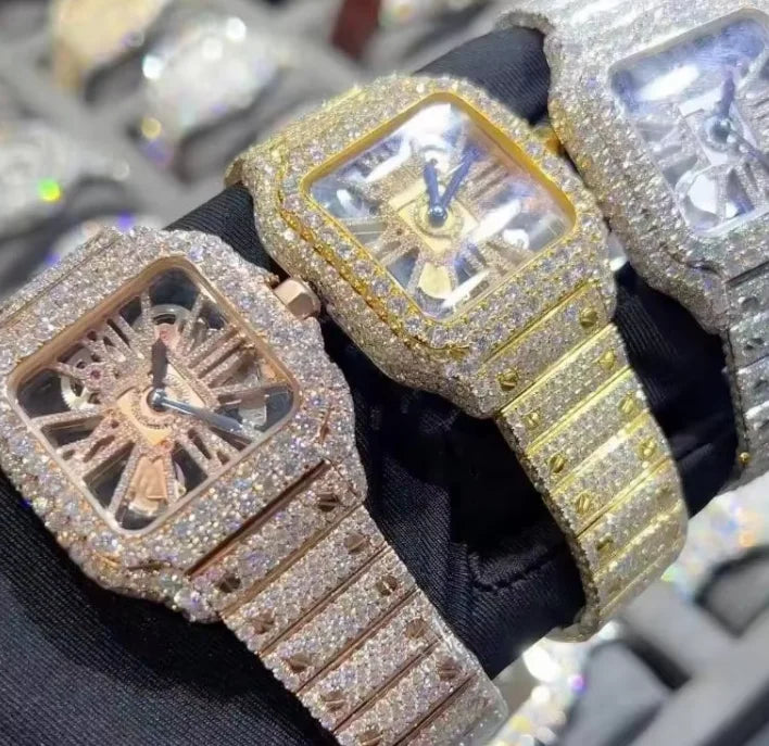VVS High Quality Luxury Moissanite Watches with Custom Dial Diamond Mechanical Watch Diver Factory Wholesale Hip Hop Style Watch