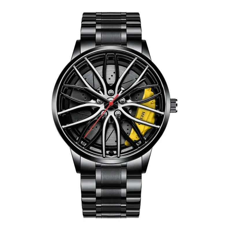 2025 Top Men Leather Watches Men Car Wheel Hub Stainless Steel Quartz Watch For Mens Military Sports Watch Relogio Masculino