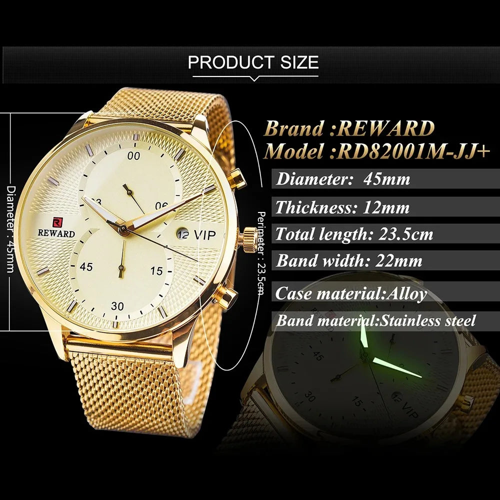 REWARD 82001M Relogios Masculino Business Quartz Fashion Men's Watch Steel Strip Watch Luxury Calendar Watches for Men Часы