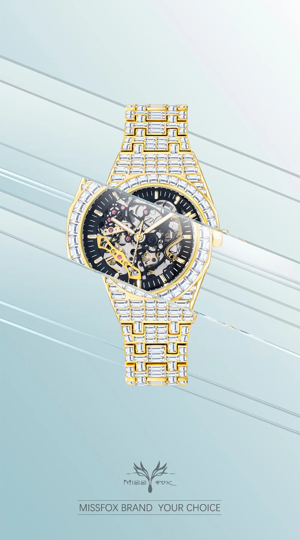 Luxury Automatic Watch For Men Hip Hop Diamond Skeleton Mechanical relogio masculino Ice Out waterproof Man Watches Dropshipping