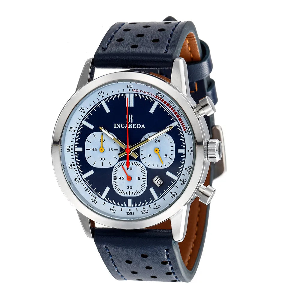 Luminous Couple Watch Chronograph Quartz Leather Multifunctional Sports Waterproof with Date Display