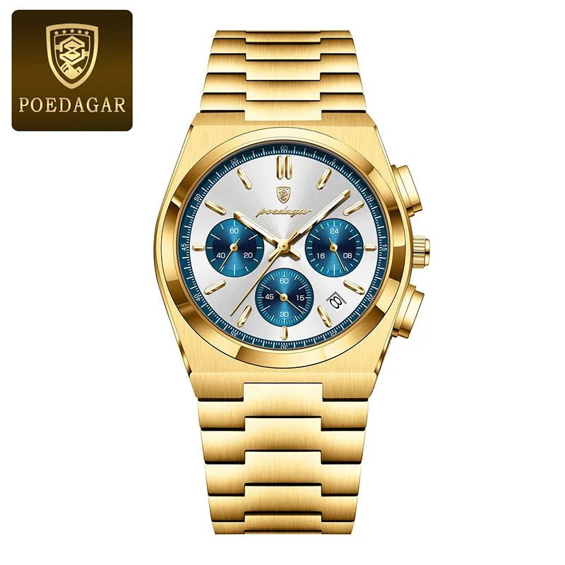 Classical Stop Watch Men Watches 2024 Luxury Sport Three-Eyes Multifunction Quartz Wristwatch Man Clock Waterproof Luminous Date