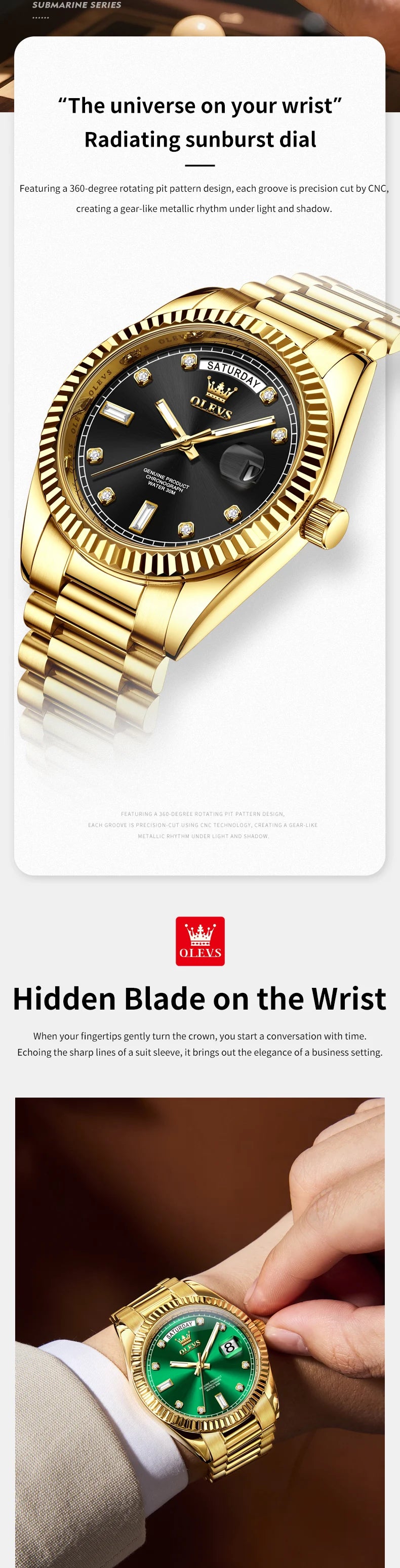 OLEVS Fashion Luxury Men's Automatic Mechanical Watches Waterproof Gold Date Business Luminous Watch for Man Brand Wristwatch
