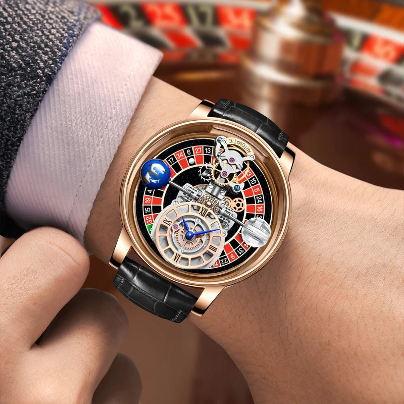 Relogio PINDU Fixed Roulette Watch Latest Design Quartz Watch Men Waterproof Leather Man Wristwatch Upgraded Version