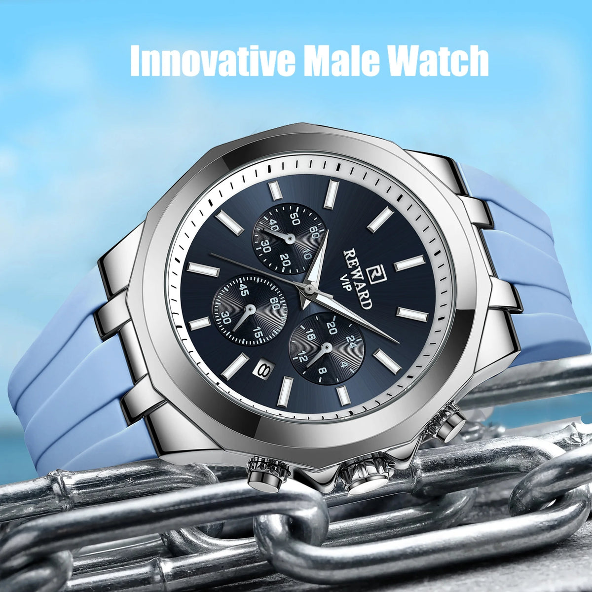 REWARD Mens Watches Top Luxury Brand Waterproof Sport Wrist Watch Chronograph Quartz Military Genuine Relogio Masculino