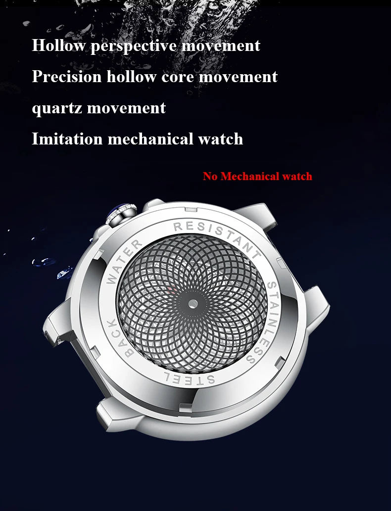2025 Brand Men Watch Business High-end Transparent Waterproof Leather Strap Rome Battery Male Fashion Quartz Clock Watches gift